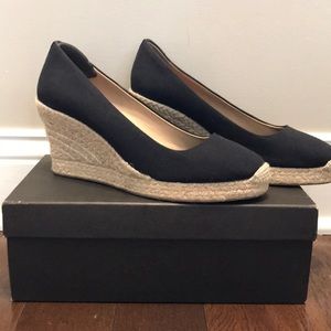 J Crew Black Seville Espadrille Wedges 9.5